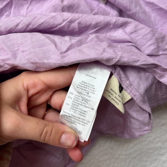 Madewell | Linen Blend Alexandra Button Front V Neck Mini Dress Lilac Lavender S - Picture 8 of 10